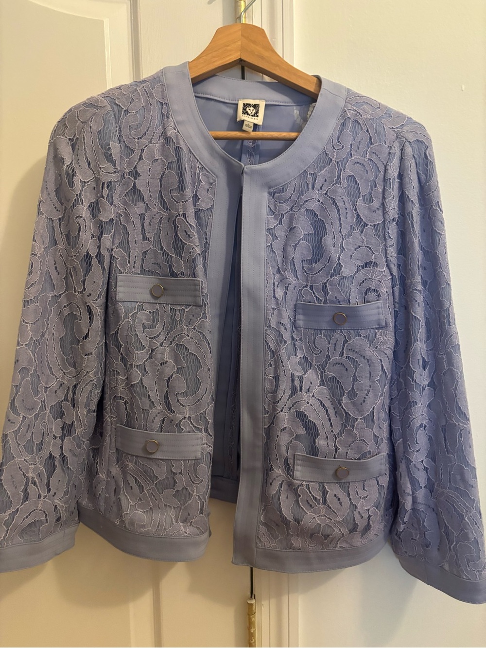 Anne Klein Light Blue Lace-Overlay Blazer